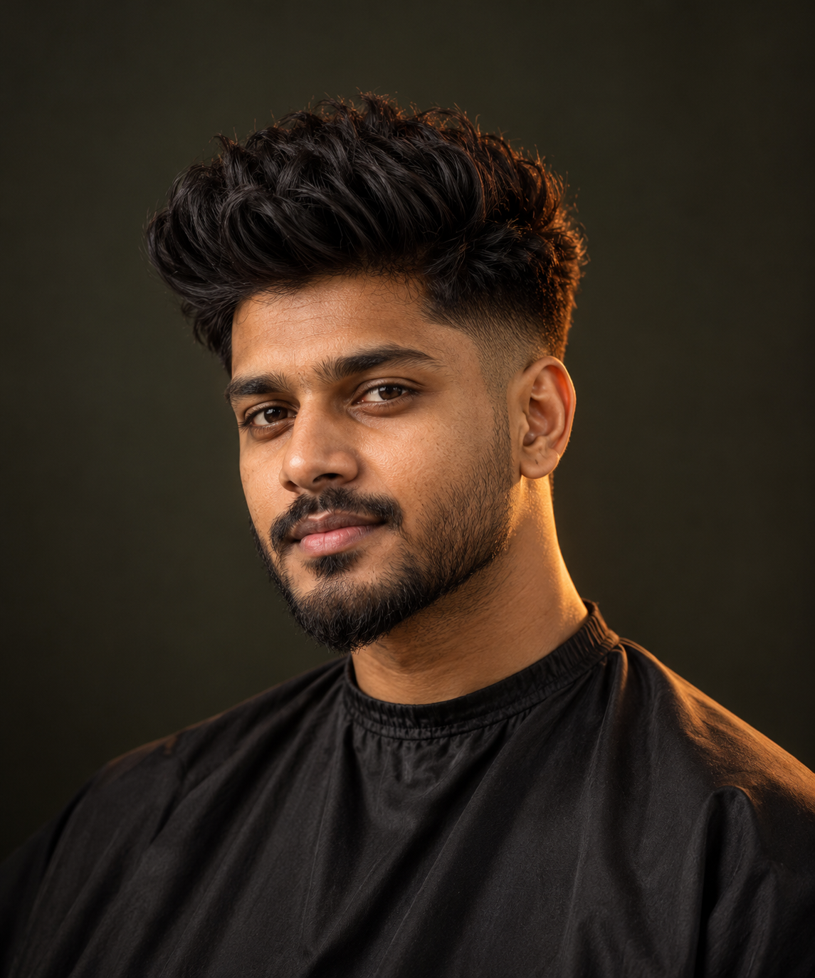 AI-generated Tamil male model with a textured quiff